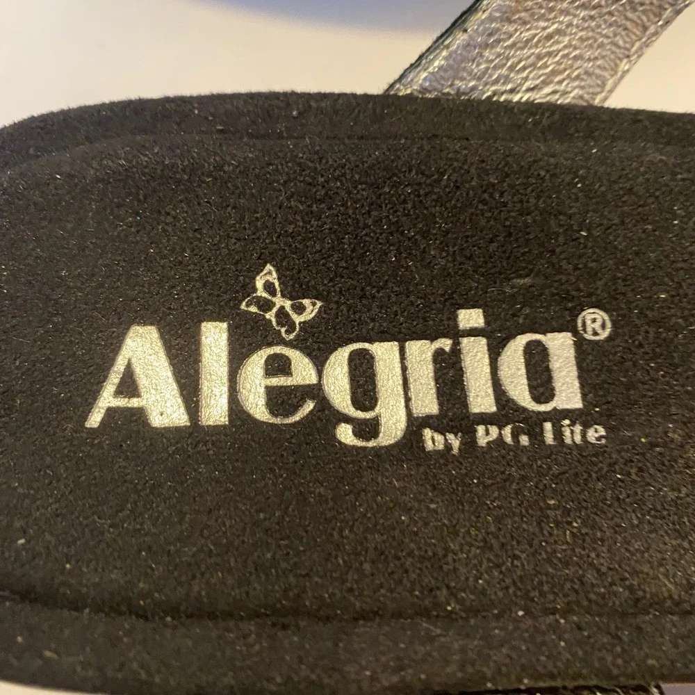 Alegria Wedge Sandals Womens 40 Black Floral‎ Slip Resistant Comfort Excellent